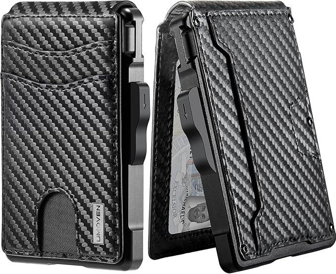 umoven Wallet for Men - with Money Clip Slim Leather Slots Credit Card Holder RFID Blocking Bifold Minimalist Wallet