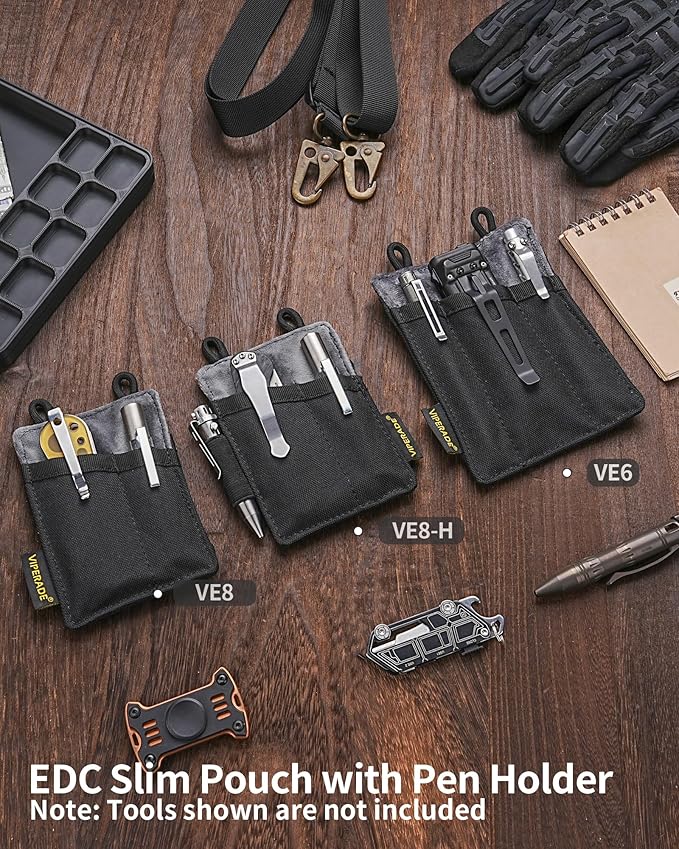 VIPERADE Slim EDC Pouch, Mini Pocket Organizer for Men, EDC Belt Organizer for Knife/Flashlight/Pen/Pry Bar/Mini Tools/Pocket Notebook