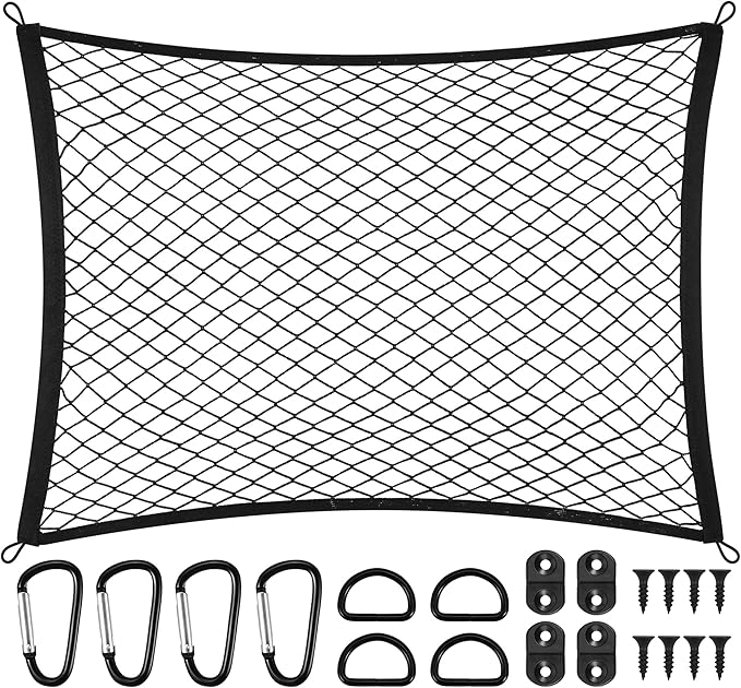 Cargo Net for SUV Rear Trunk Bed Compatible with Mercedes Benz GLC 300 GLA GLB 250 GLE GLS 350 450 2000-2025 2026 Accessories Elastic Netting Cover Net Stretchable Mesh Organizer