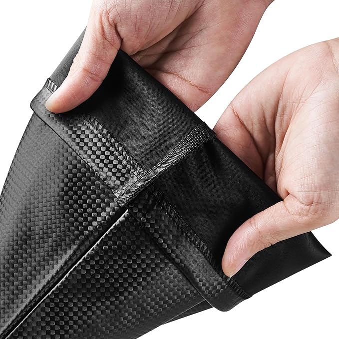 PALTERWEAR Tech-Weave PU-Coated Drawstring Bags (Set of 5) Water-Resistant, Directional-Stretch Travel Organizers for Gym, Beauty, Tech Gear - Strong Wipe-Clean (Black 3D, 7 x 9 In)