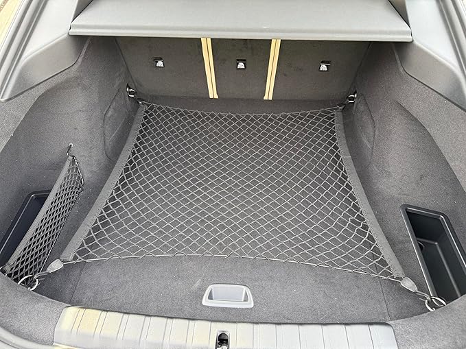 Floor Style Automotive Elastic Trunk Mesh Cargo Net for BMW i4 (G26 BEV) eDrive40 M50 2022-2025 - Premium Trunk Organizer and Storage - Luggage Net for Sedan - Best Car Organizer for BMW i 4