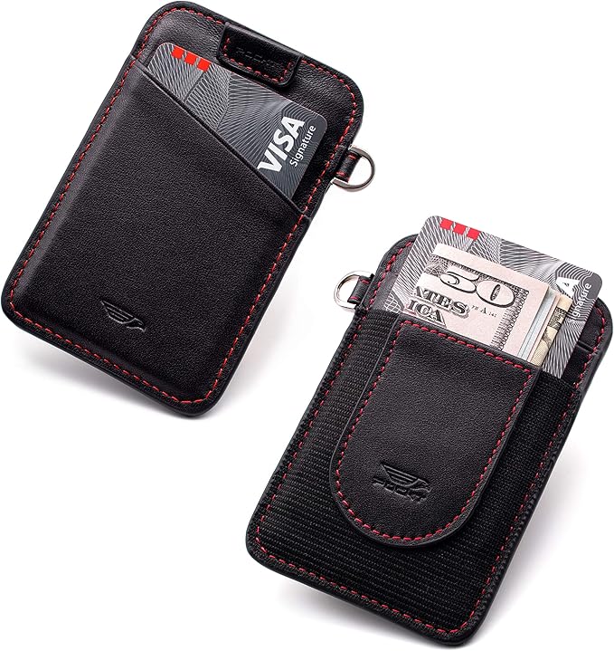 POCKT Card Holder Wallet For Men and Women - Slim Minimalist Front Pocket Wallet Elastic Credit Card Holder Genuine Leather RFID Blocking Card Case Wallets