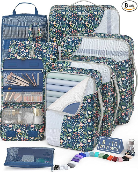 8 Set Packing Cubes for Travel, Gifts for Women Mom,Anti-Tearing Suitcase Organizer,OlarHike Vacation Essentials & Accessories for Cruise Ship