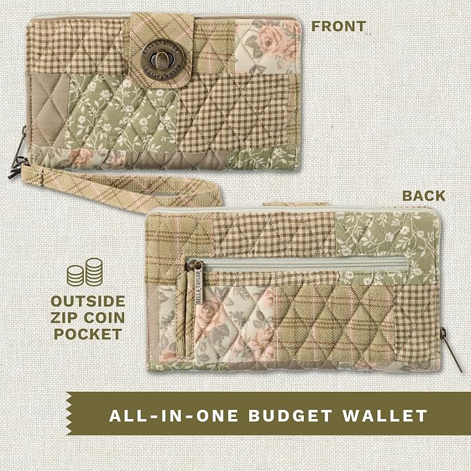 Bella Taylor Cash System Wallet for Envelope Budgeting - RFID Protected - Cash Stuffing Wallet with Detachable Wristlet