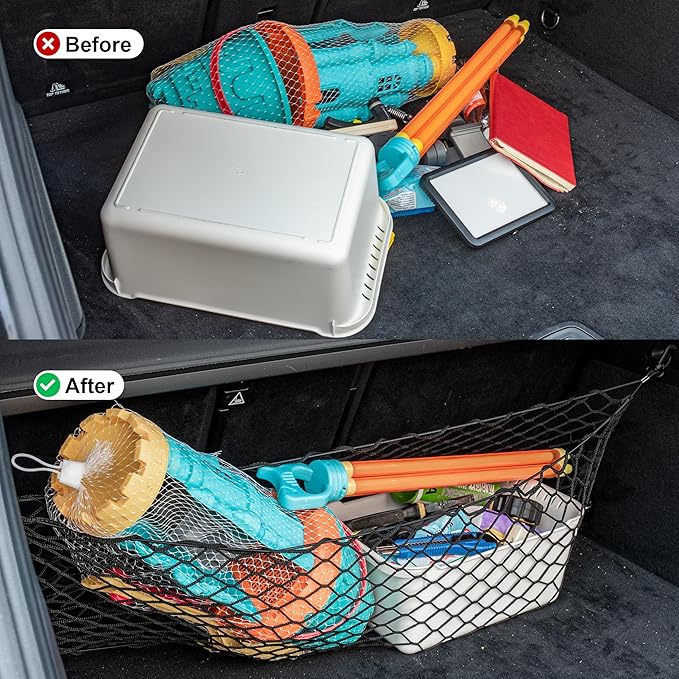 Cargo Net, Elastic Trunk Cargo Storage Organizer Net for SUVs, Cars,Trucks, Adjustable Elastic Storage Mesh Double-Layer Car Accessories 35.4 x 11.8 Inches
