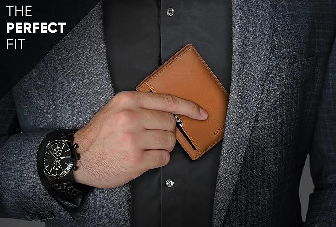 SERMAN BRANDS - Wallets for Men Slim Mens leather RFID Blocking Minimalist Card Front Pocket Bifold Travel Thin