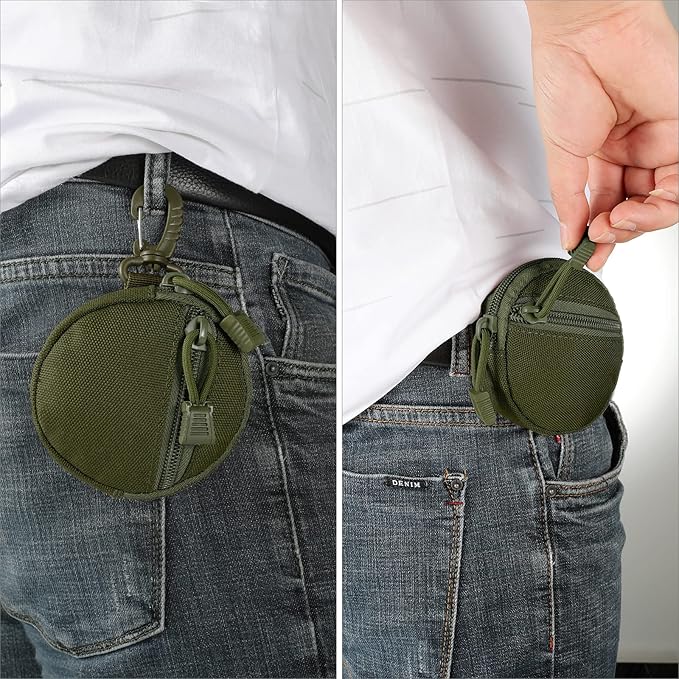 FRTKK 2 Pack Tactical Compact EDC Pouches Military Molle Utility Pouch Accessories Organizer Pouch Coin Purse Keychain Pocket Credit Card Holder Waist Pack