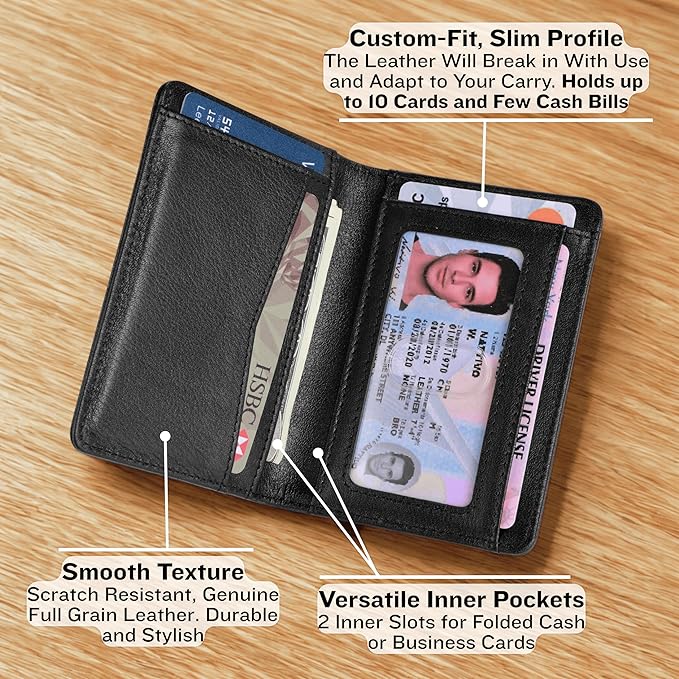 RFID Blocking Slim Wallet for Men | Thin Bifold Credit Card Holder Wallet | Mens Wallet Slim Business Card Case | Minimalist Front Pocket wallet with Gift Box