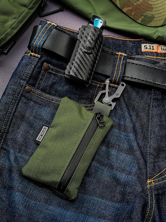 TACTICAL GEEK Storage A5 EDC Storage Pouch Set, Molle EDC Gadget Pouch, Multi-Functional Utility Small Tool Pocket for Daily Carry (Green/CR)