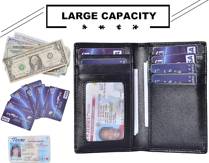 Slim Thin ID/Credit Card Holder RFID Genuine Leather Bifold Front Pocket Wallet