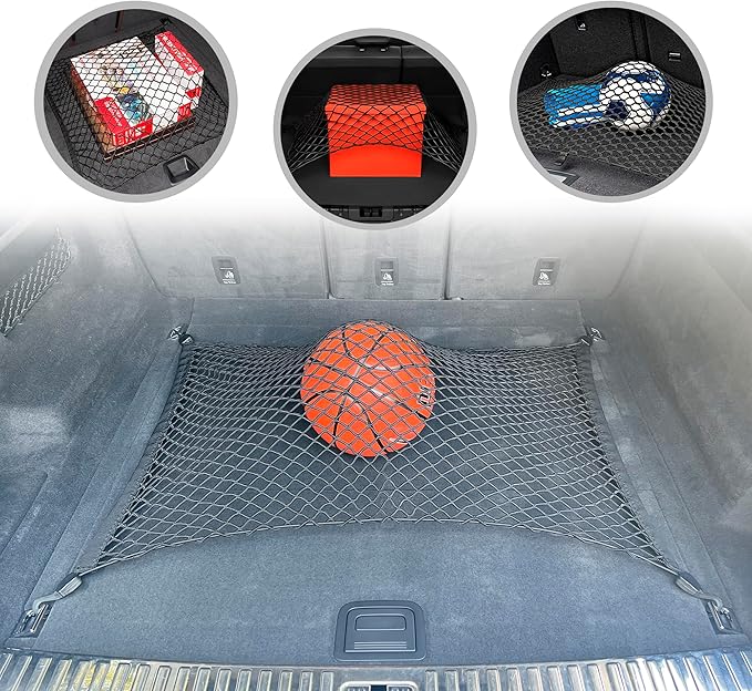 Floor Style Automotive Elastic Trunk Mesh Cargo Net for Audi Q8 Premium Prestige 2019-2026 - Premium Trunk Organizers and Storage - Luggage Net for Crossover - Best Car Organizer for Audi Q 8
