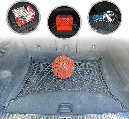 Floor Style Automotive Elastic Trunk Mesh Cargo Net for Audi Q8 Premium Prestige 2019-2026 - Premium Trunk Organizers and Storage - Luggage Net for Crossover - Best Car Organizer for Audi Q 8