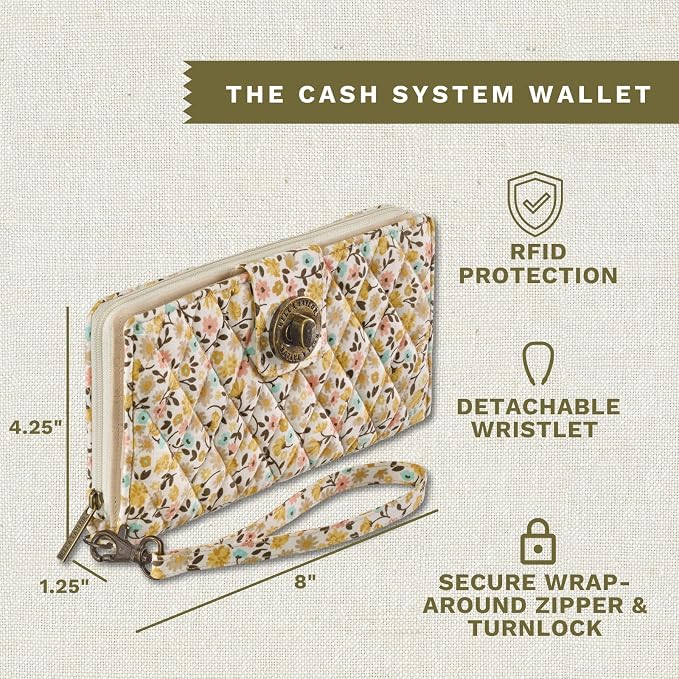 Bella Taylor Cash System Wallet for Envelope Budgeting - RFID Protected - Cash Stuffing Wallet with Detachable Wristlet