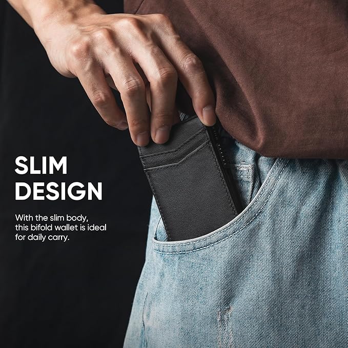 VULKIT Men's Slim Wallets Pop Up Card Holder RFID Blocking Metal Wallet Minimalist Design Holds Up to 11 Cards