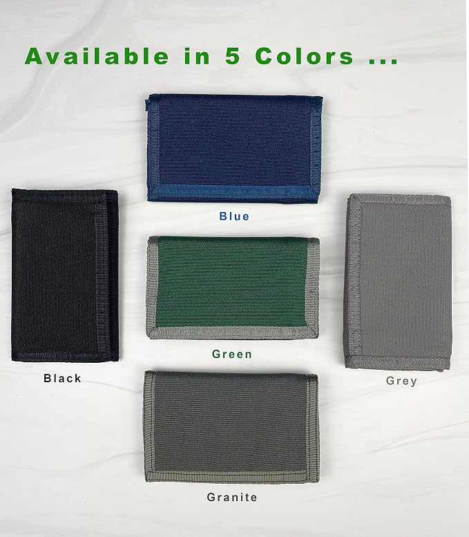 Sprocket Nylon Trifold Wallet with Zippered Coin Pocket (Black), 3 x 5