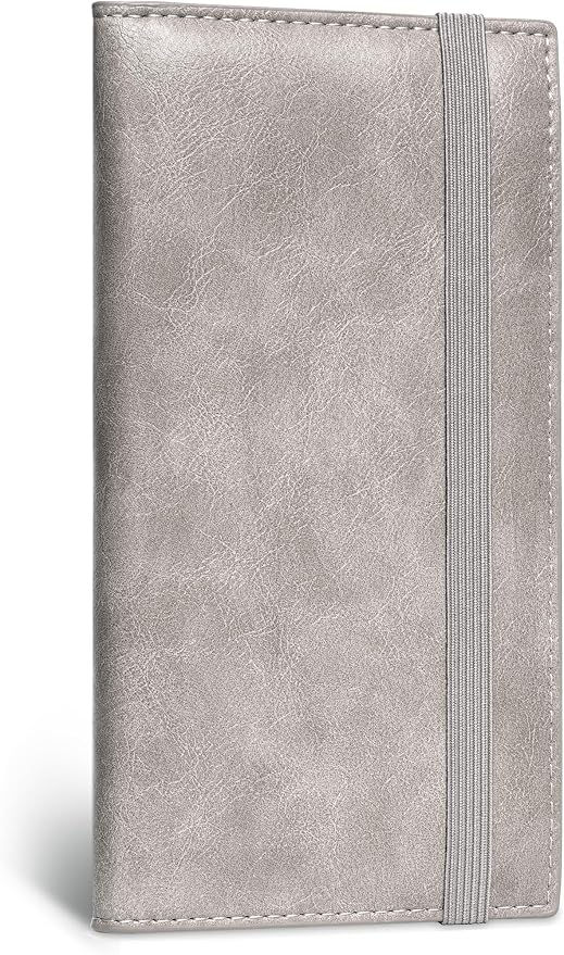 Zreal Checkbook Cover for Men & Women, Premium Vegan Leather Checkbook Holder for Top & Side Tear Duplicate Checks with RFID Blocking (Distressed Grey)
