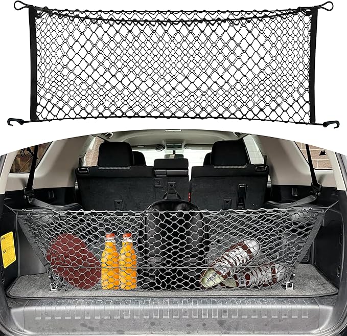 Envelope Style Automotive Elastic Trunk Mesh Cargo Net for Toyota 4Runner 3 Row Model Only 2010-2026 - Premium Trunk Organizer and Storage - Luggage Net for SUV - Best Car Organizer