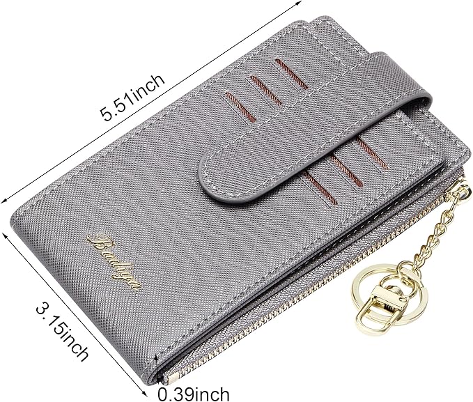 Badiya Slim Women Wallet RFID Blocking Bifold Compact 9 Card Slots Holder Wallets Soft Leather with Zipper Coin Pocket 2 ID Window