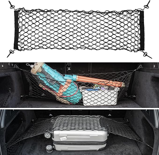 Cargo Net, Elastic Trunk Cargo Storage Organizer Net for SUVs, Cars,Trucks, Adjustable Elastic Storage Mesh Double-Layer Car Accessories 35.4 x 11.8 Inches