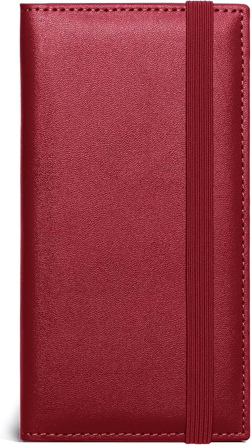 Zreal Checkbook Cover for Women, Premium Vegan Leather Checkbook Holder for Top & Side Tear Duplicate Checks with RFID Blocking (Dark Red)