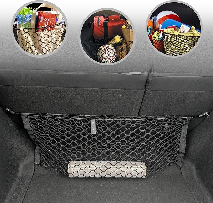 Rear Seat Envelope Style Automotive Elastic Trunk Mesh Cargo Net for Honda Civic 2022-2025 - Premium Trunk Organizer and Storage - Luggage Net for Hatchback - Car Organizer for Honda Civic