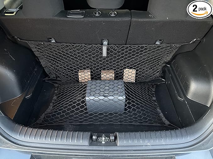 Floor + Back Seat Envelope Style Automotive Elastic Trunk Mesh Cargo Net for Kia Soul 2020-2025 - Premium Trunk Organizer and Storage - Luggage Net for Crossover - Best Car Organizer for Kia Soul