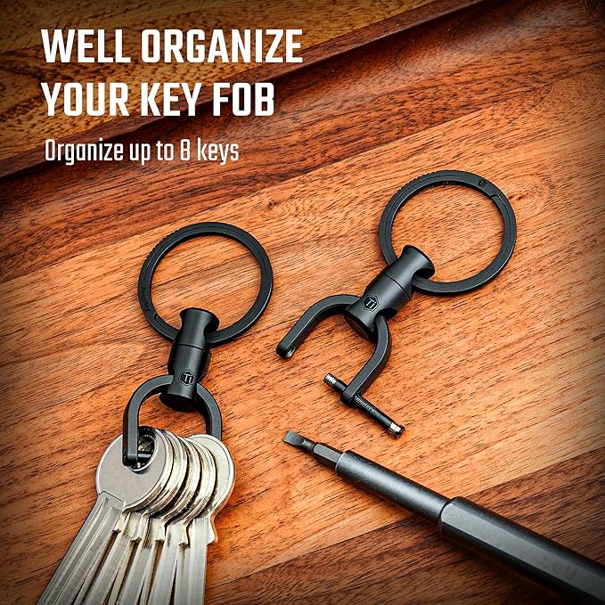 KeyUnity KM13 Swivel Keychain with D Ring Key Shackle, Titanium Rotatable Key Organizer
