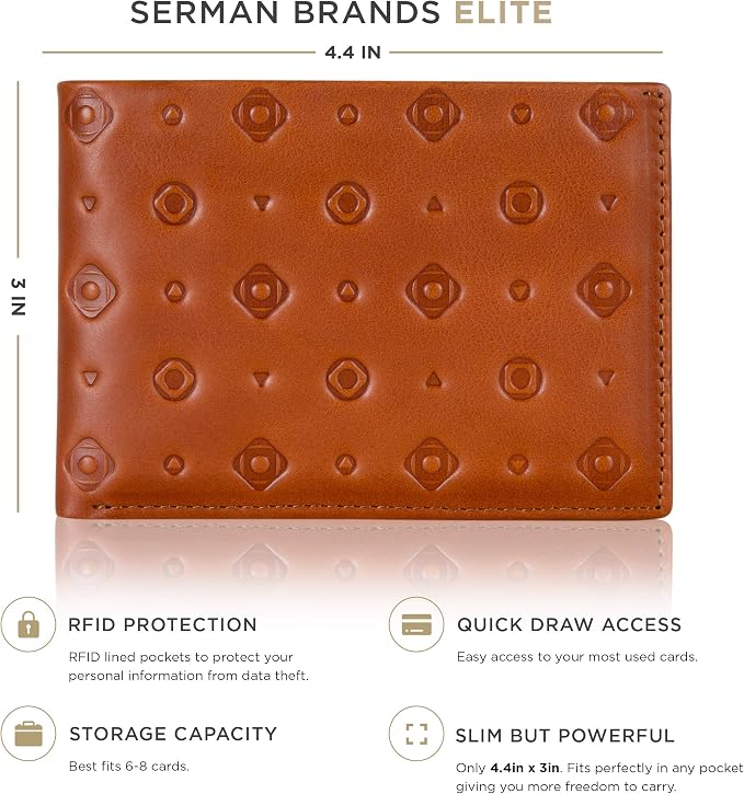 SERMAN BRANDS Mens Slim Bifold Wallet RFID Blocking Minimalist Front Pocket Wallets for Men - Thin & Stylish
