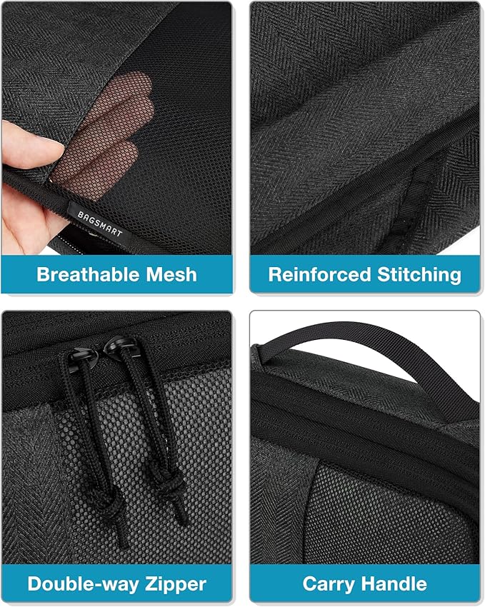 BAGSMART Compression Packing Cubes for Travel, 6 Set Packing Cubes for Carry on Suitcases, Compression Travel Cubes & Suitcase Organizer for Packing with Shoe Bag Khaki