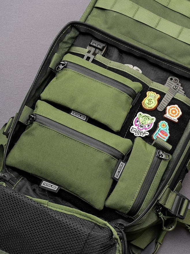 TACTICAL GEEK Storage A5 EDC Storage Pouch Set, Molle EDC Gadget Pouch, Multi-Functional Utility Small Tool Pocket for Daily Carry (Green/CR)