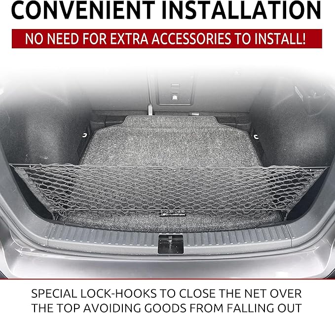 Envelope Style Automotive Elastic Trunk Mesh Cargo Net for Volkswagen Taos S SE SEL 2021-2025 - Premium Trunk Organizer and Storage - Luggage Net for SUV - Best Car Organizer for Volkswagen Taos