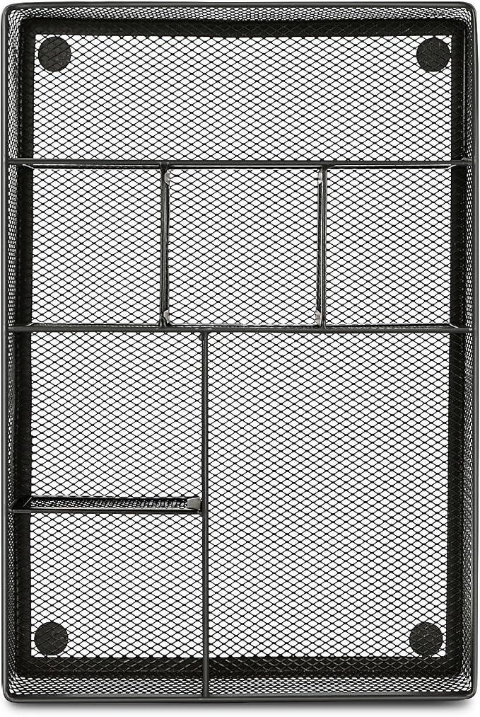 shenee Desk Drawer Organizer Tray,Drawer Organizer for Office and Home,Desk Organizer with Drawers,7 Compartments,Non-Slip Desk Organizers (Black, 12.3" L x 8.3" W x 1.8" H)