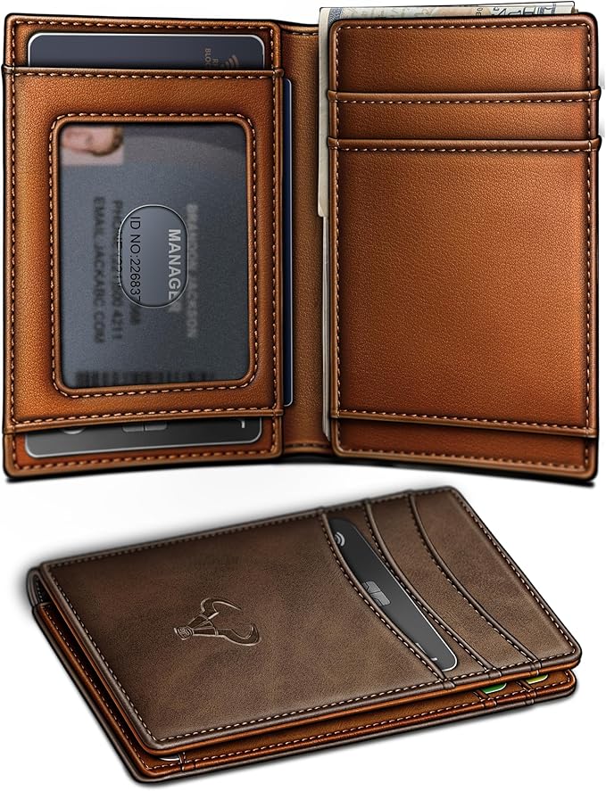 BULLIANT Slim Wallet For Men 12Cards,Magnetic Flip Build-in Money Clip Airtag Compatible-RFID Blocking