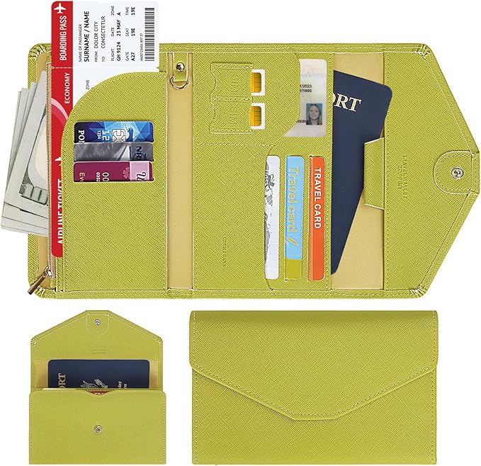 ZOPPEN Mulit-purpose Rfid Blocking Passport Holder Travel Wallet (Ver.4) Passport and Vaccine Card Holder ComboTri-fold Document Organizer Travel Essentials