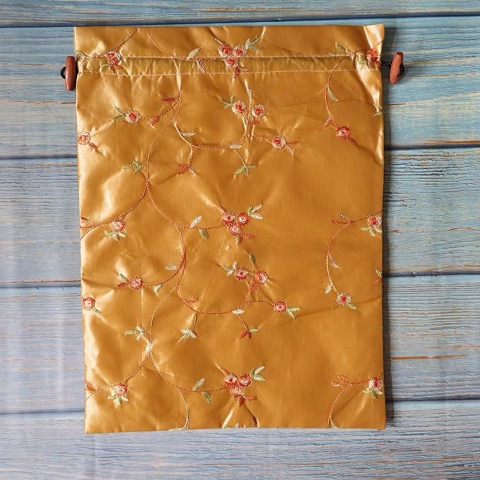Ouyatoyu 4pcs Embroidered Silk Flower Design Jacquard Travel Bag, Laundry Bags Shoe Bags, Lingerie Bags Underwear Bags for Travel Storage for Men Women Washable Cloth Shoe Bags