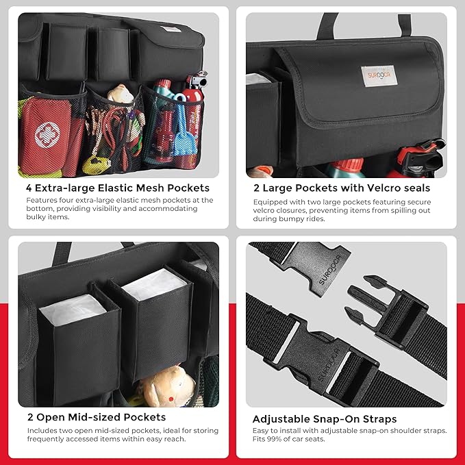 SURDOCA Car Trunk Organizer, LARGE CAPACITY(43 x 19 in) Car Storage Bag with 8 Pockets, 7X Upgraded Trunk Storage Organizer for Car, SUV, Truck, MPV