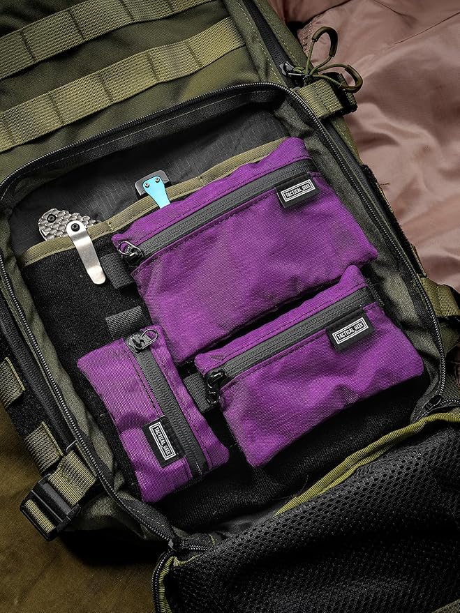 TACTICAL_GEEK Storage A5 EDC Storage Pouch Set, Molle EDC Gadget Pouch, Multi-Functional Utility Small Tool Pocket for Daily Carry (Purple)