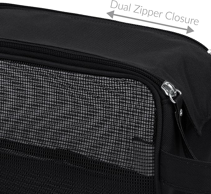 Simplify Hanging Mesh Toiletry Bag | Travel Organizer | Perfect for Dorm | Gym | Back to School | Shampoo | Shower Accessories | Black