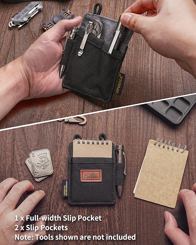 VIPERADE Slim EDC Pouch, Mini Pocket Organizer for Men, EDC Belt Organizer for Knife/Flashlight/Pen/Pry Bar/Mini Tools/Pocket Notebook