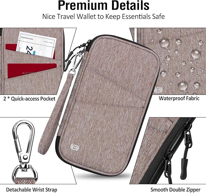 BKNOOU Passport Holder Family Rfid Blocking Travel Document Organizer,Travel Passport Wallet Waterproof Multiple Passport Holder for Traveling,Passport Organizer for Men Women