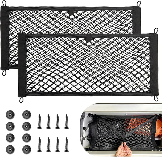 RED WOLF Universal Cargo Net Pocket Elastic Netting Car Mesh Pouch for Trunk RV Boats Home Cargo Storage with Screws and Hooks (21.7'' x 9.8'')
