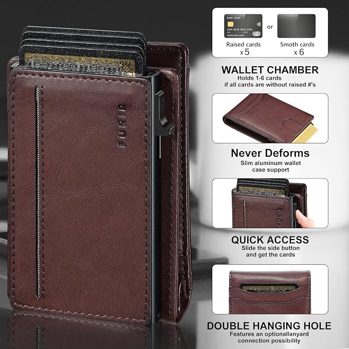 furid Card Wallet For Men Slim: Smart Rfid Minimalist Front Pocket Pop Up Wallet with ID Window - Stocking Stuffers Gifts Boxed for Husband Father at Birthday Anniversary