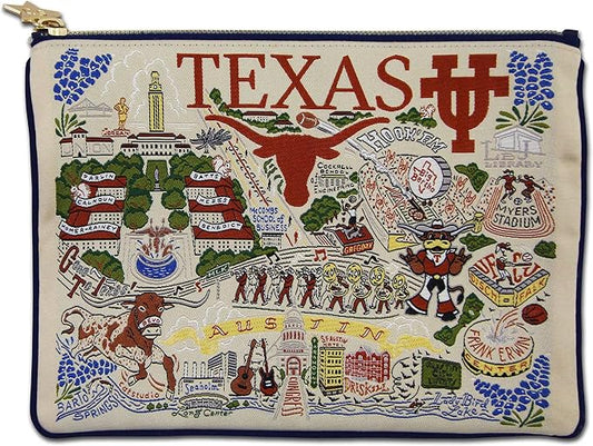 catstudio University of Texas College Zip Pouch | Use as Wallet, Clutch, Handbag or Makeup Bag