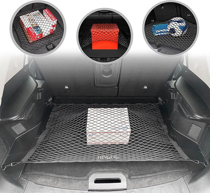 Floor Style Automotive Elastic Trunk Mesh Cargo Net for Nissan Rogue (T33) 2021-2026 - Premium Trunk Organizer and Storage - Luggage Net for Crossover - Best Car Organizer for Nissan Rogue