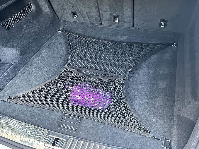 Floor Style Elastic Trunk Mesh Cargo Net for Audi Q8 2019-2025 - Premium Trunk Organizers and Storage - Luggage Net for Crossover - Best Car Organizer for Audi Q8