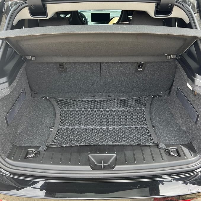 Rear Trunk Organizer Cargo Net for BMW i3 2014-2021 - Floor Style Cargo Net for Hatchback - Premium Mesh Elastic Car Trunk Organizer Vehicle Carrier Storage - Compatible with BMW i3