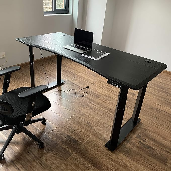 VWINDESK VJ401 Four Legs(Columns) Electric Height Adjustable Standing Desk Frame Only W/Four Motors, Ergonomic Sit Stand Up Height Adjustable Steel Base with Digital Memory Keypad (Black)