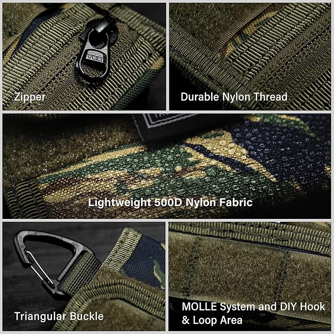 TACTICAL GEEK Storage A2 S EDC Pouch Organizer, Nylon Coin Purse, Multi-Purpose Storage Pocket, Cool Slim Multitools Pocket Organizer for Men, Compact Gadget Pouch for Daily Carry Camouflage