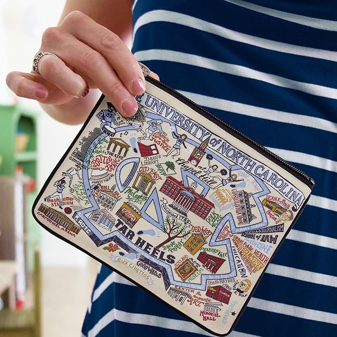 Catstudio Collegiate Zipper Pouch, University of North Carolina Travel Toiletry Bag, Ideal Gift for Alumni, Makeup Bag, Dog Treat Pouch, or Travel Purse