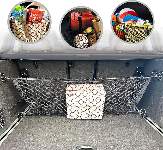 Rear Seat Envelope Style Automotive Elastic Trunk Mesh Cargo Net for BMW X3 Accessories 2017-2025 - Premium Trunk Organizers and Storage - Luggage Net for Crossover - Best Car Organizer for BMW X3